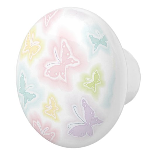 Achtergrond met vlinders in de waterverf keramische knop (Rechts)