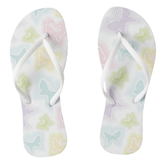 Achtergrond met vlinders in de waterverf teenslippers (Voetbed)