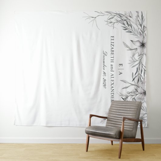 Achtergrond met waterverf bloemen. Trouw achtergro Wandkleed (In Situ (horizontaal))