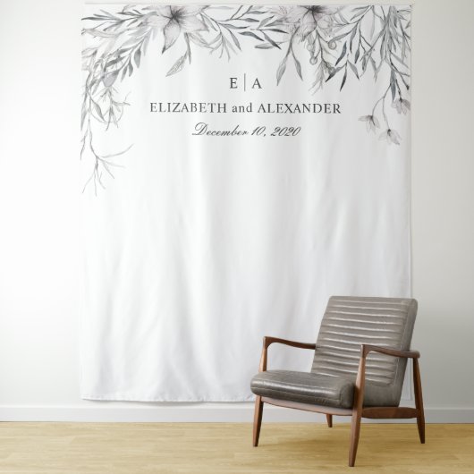 Achtergrond met waterverf bloemen. Trouwachtergron Wandkleed (In situ)