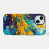 Achtergrond met waterverfspatten iPhone 15 case (Achterkant horizontaal)