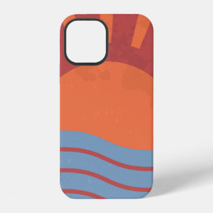 achtergrond met zee en zon. zomerretro iPhone 12 hoesje