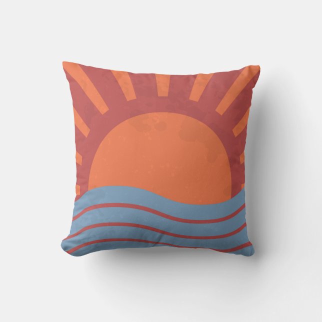  achtergrond met zee en zon. zomerretro kussen (Voorkant)