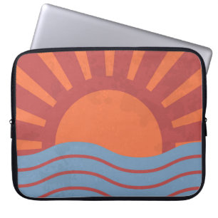 achtergrond met zee en zon. zomerretro laptop sleeve