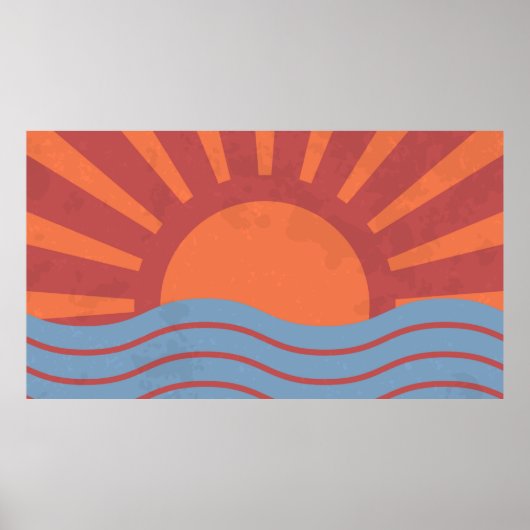 achtergrond met zee en zon. zomerretro poster (Voorkant)