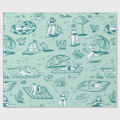 Achtergrond met zomerstrandmeisjes. Naadloze vlek Cadeaupapier (Vlak)