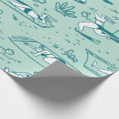 Achtergrond met zomerstrandmeisjes. Naadloze vlek Cadeaupapier (Hoek)