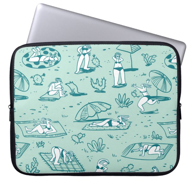 Achtergrond met zomerstrandmeisjes. Naadloze vlek Laptop Sleeve (Voorkant)