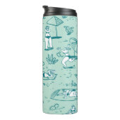 Achtergrond met zomerstrandmeisjes. Naadloze vlek Thermosbeker (Geroteerd rechts)