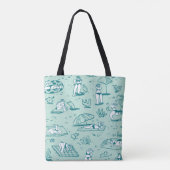 Achtergrond met zomerstrandmeisjes. Naadloze vlek Tote Bag (Achterkant)