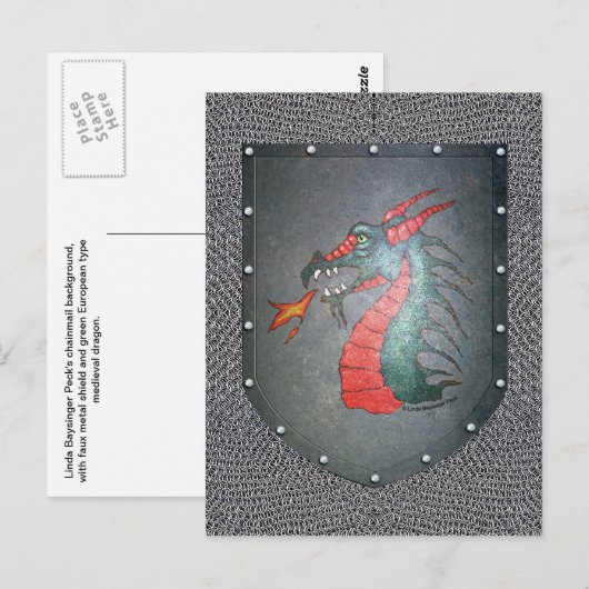 Achtergrond Metal Shield Dragon Chainmail Briefkaart (Voorkant / Achterkant)