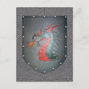 Achtergrond Metal Shield Dragon Chainmail Briefkaart