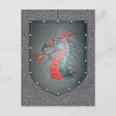 Achtergrond Metal Shield Dragon Chainmail Briefkaart (Voorkant)