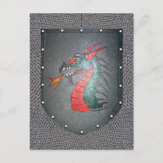 Achtergrond Metal Shield Dragon Chainmail Briefkaart (Voorkant)