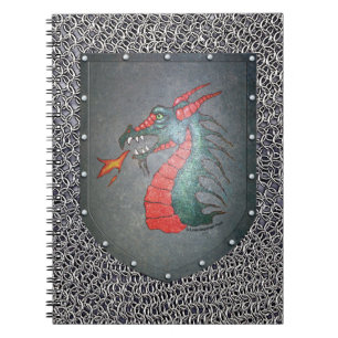Achtergrond Metal Shield Dragon Chainmail Notitieboek