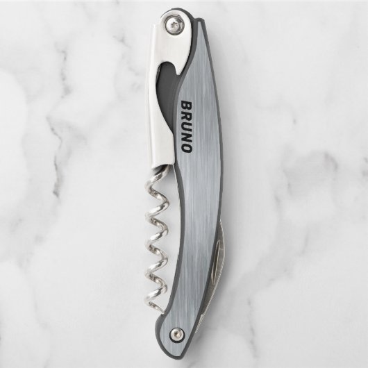 Achtergrond metallische faux zilverstructuur kurkentrekker (Voorkant)