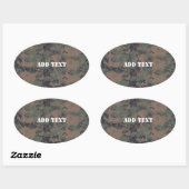 Achtergrond militair digitaal bos ovale sticker (Vel)