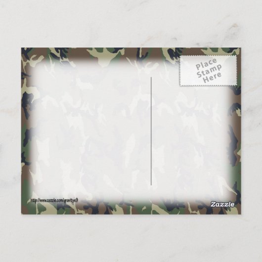 Achtergrond militaire boscamouflage briefkaart (Achterkant)
