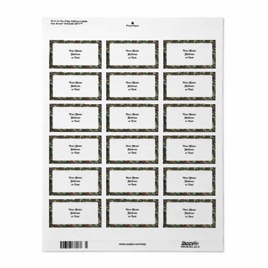 Achtergrond militaire boscamouflage etiket (Full Sheet)