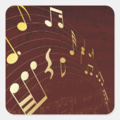 Achtergrond muzieknotities vierkante sticker (Voorkant)