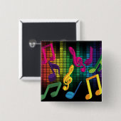 Achtergrond muziekpartij vierkante button 5,1 cm (Voorkant /achterkant)