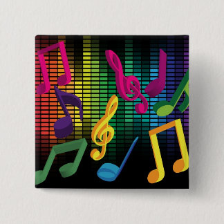Achtergrond muziekpartij vierkante button 5,1 cm