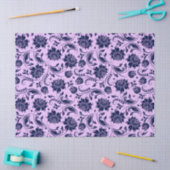 Achtergrond Navy Blue Floral Damasbladige Lavender Tissuepapier (Craft)