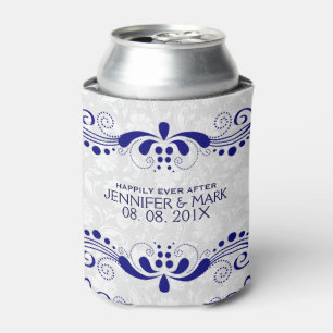 Achtergrond Navy Blue Floral Lace White Damascus Blikjeskoeler