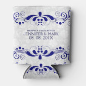 Achtergrond Navy Blue Floral Lace White Damascus Blikjeskoeler (Voorkant)