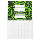 Achtergrond neon Green Zebra Skin Texture Kalender (Feb 2027)