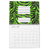 Achtergrond neon Green Zebra Skin Texture Kalender (Jan 2027)