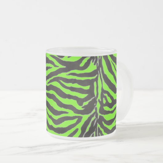 Achtergrond neon Green Zebra Skin Texture Matglas Koffiemok (Voorkant rechts)