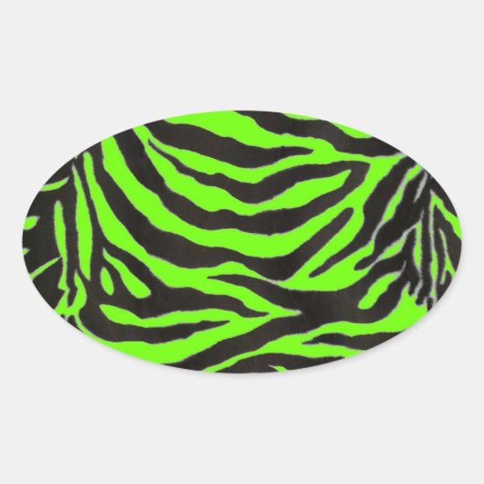 Achtergrond neon Green Zebra Skin Texture Ovale Sticker (Voorkant)