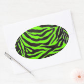 Achtergrond neon Green Zebra Skin Texture Ovale Sticker (Envelop)
