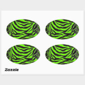 Achtergrond neon Green Zebra Skin Texture Ovale Sticker (Vel)