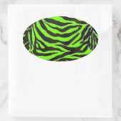 Achtergrond neon Green Zebra Skin Texture Ovale Sticker (Tas)