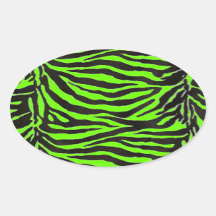 Achtergrond neon Green Zebra Skin Texture Ovale Sticker