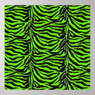 Achtergrond neon Green Zebra Skin Texture Poster