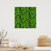 Achtergrond neon Green Zebra Skin Texture Poster (Keuken)