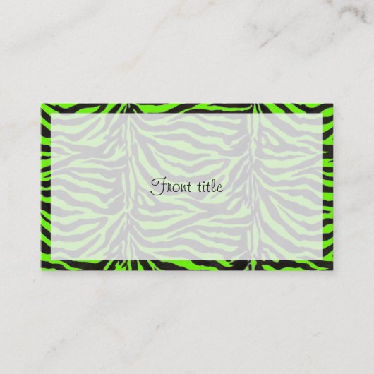 Achtergrond neon Green Zebra Skin Texture Visitekaartje (Voorkant)