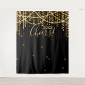 Achtergrond Nieuwjaarsfeest Gouden Sliertverlichti Wandkleed (Voorkant)