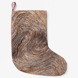 achtergrond of textuur van oud hout kleine kerstsok