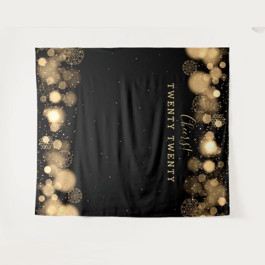 Achtergrond Oud en Nieuw Goud Winter Wonderland Wandkleed (Voorkant (horizontaal))