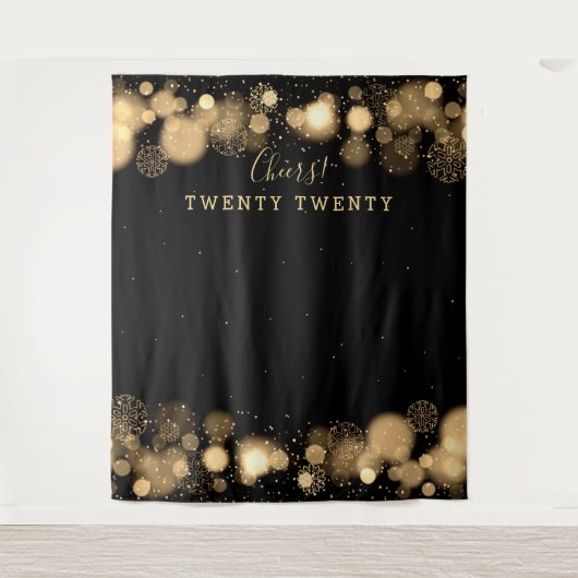 Achtergrond Oud en Nieuw Goud Winter Wonderland Wandkleed (Voorkant)