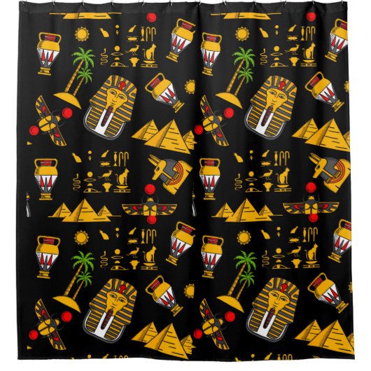 Achtergrond oude Egyptische Hieroglyphic-patroonac Douchegordijn (Voorkant)