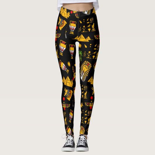 Achtergrond oude Egyptische Hieroglyphic-patroonac Leggings (Voorkant)