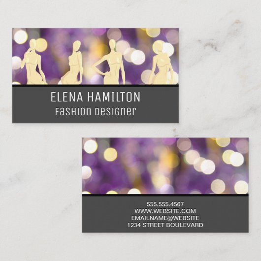 Achtergrond Paarse Bokeh | Modellen voor Mode Visitekaartje (Voorkant / Achterkant)