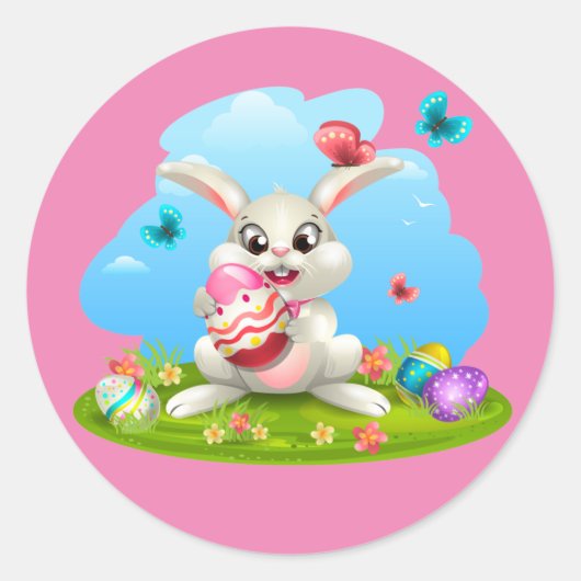 Achtergrond paasbundel ronde sticker (Voorkant)