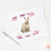 Achtergrond paasbunny Floral Vierkante Sticker (Envelop)
