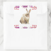 Achtergrond paasbunny Floral Vierkante Sticker (Tas)